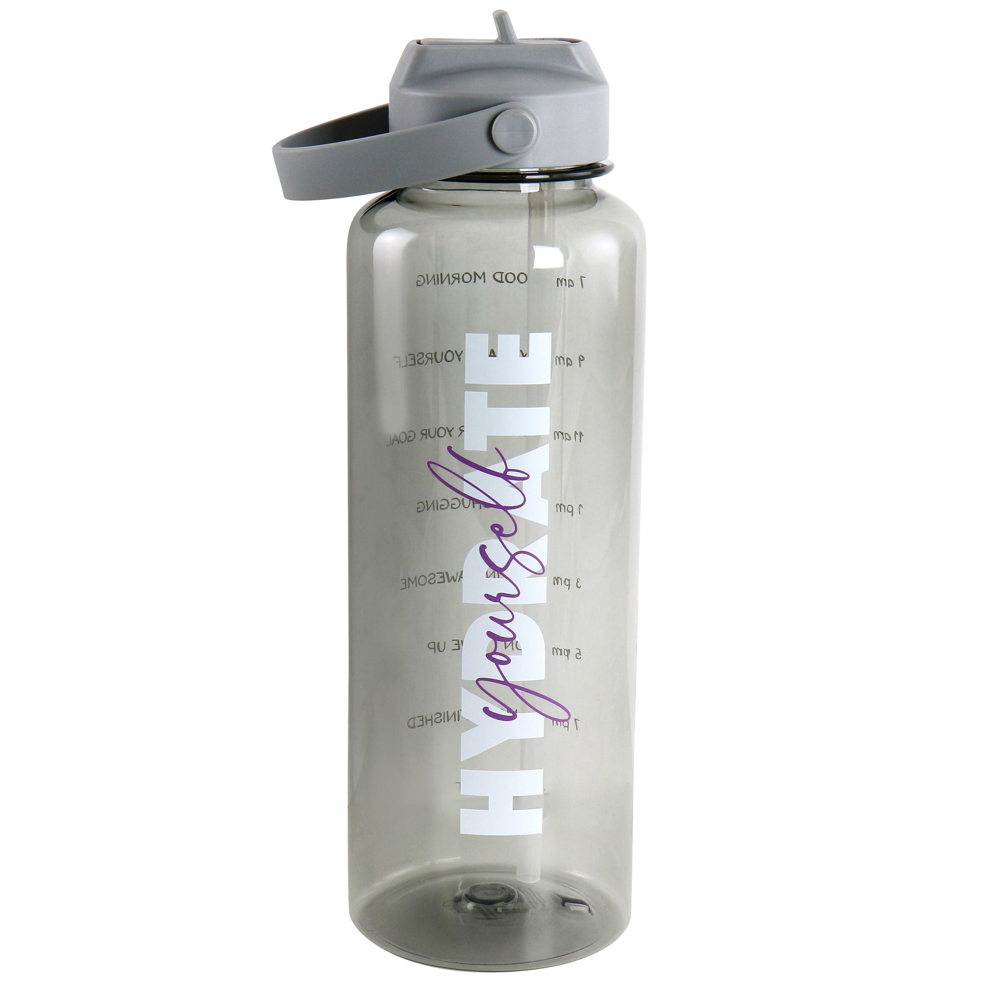 Gibson Home Brever 50oz Hydrate Yourself Hourly Motivation Water Bottle in Grey W2B