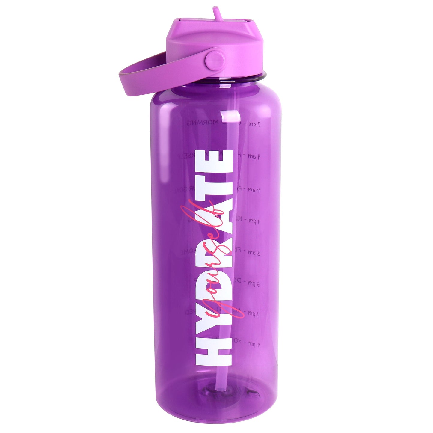 Gibson Home Brever 50oz Hydrate Yourself Hourly Motivation Water Bottle in Purple W2B