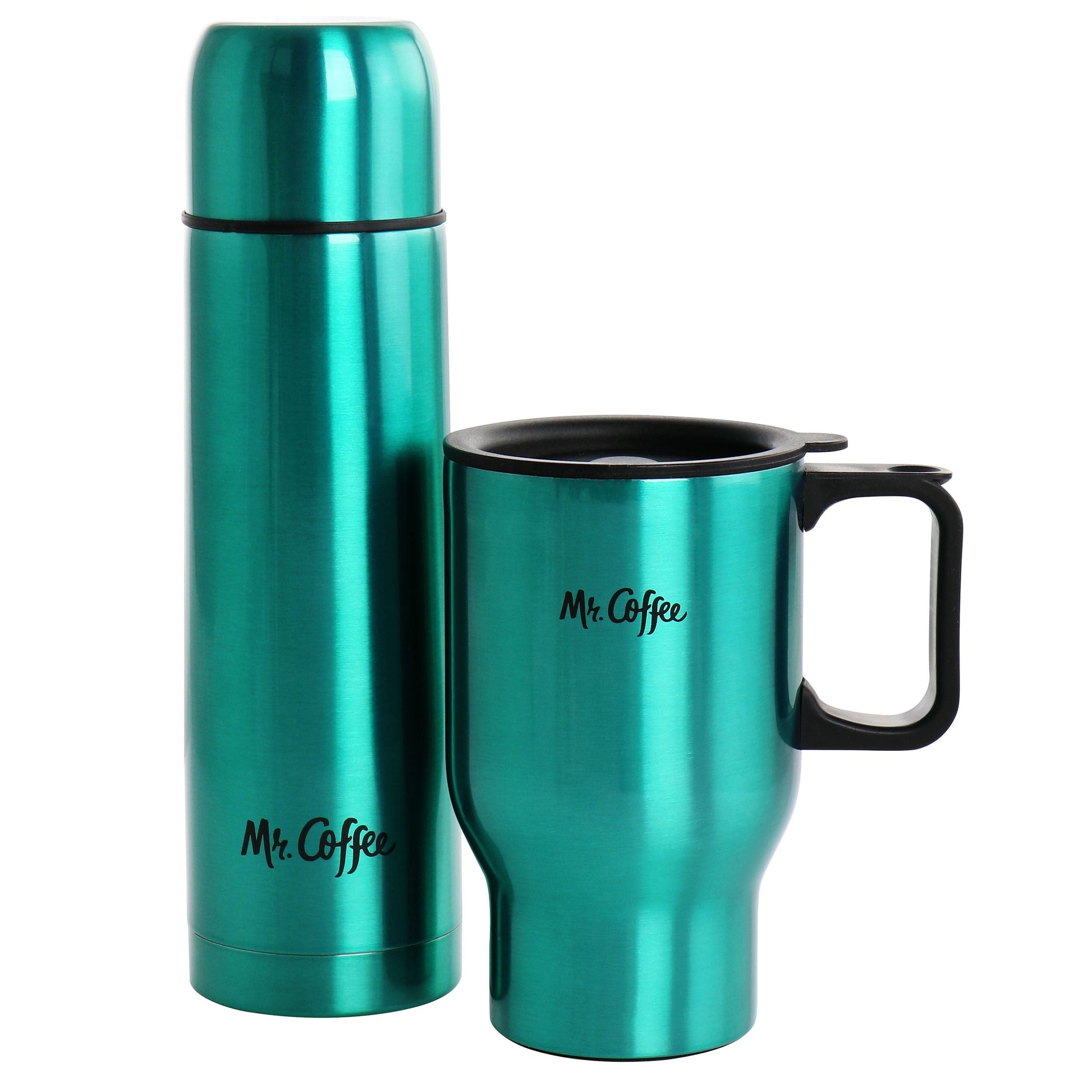 Mr. Coffee Javelin 2 Piece Thermal Bottle and Travel Mug Set in Emerald Green W2B