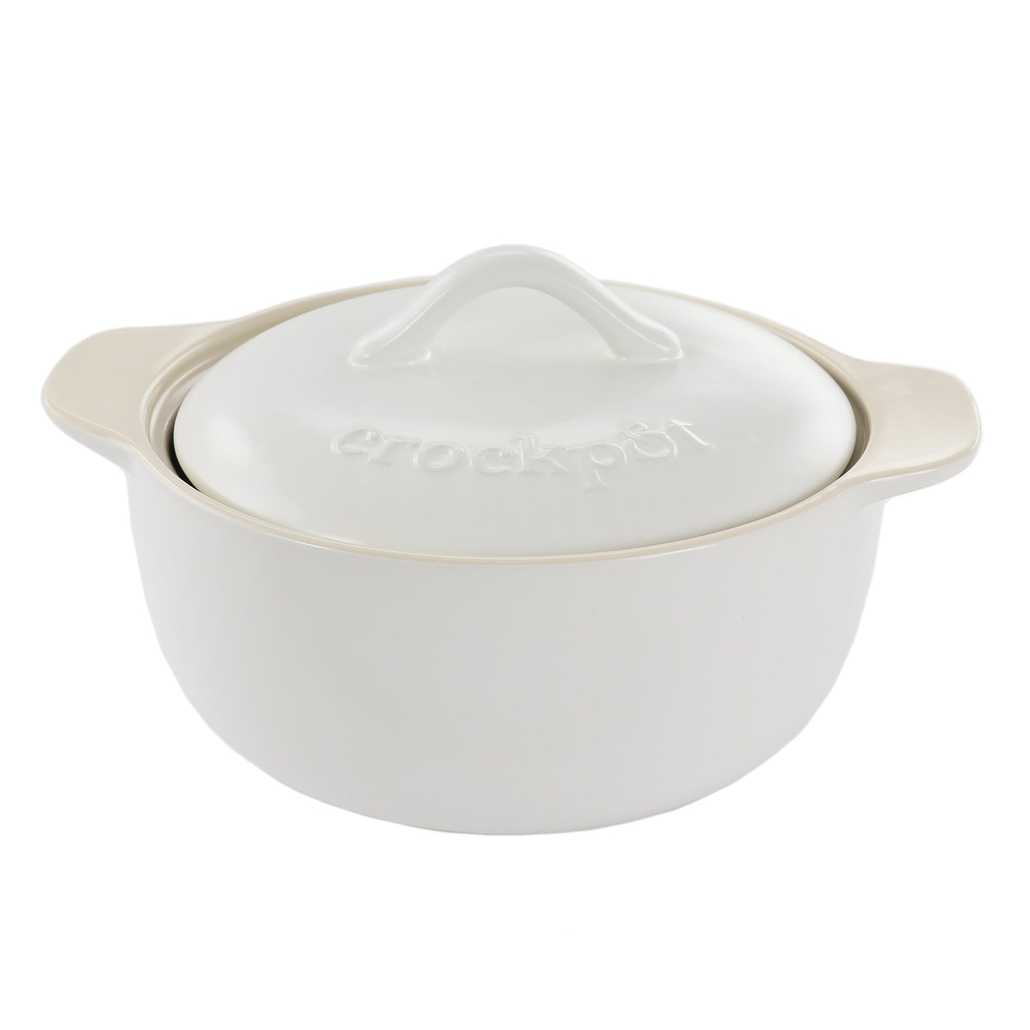 Crock Pot Artisan 2.3 Quart Round Stoneware Casserole with Lid in White W2B