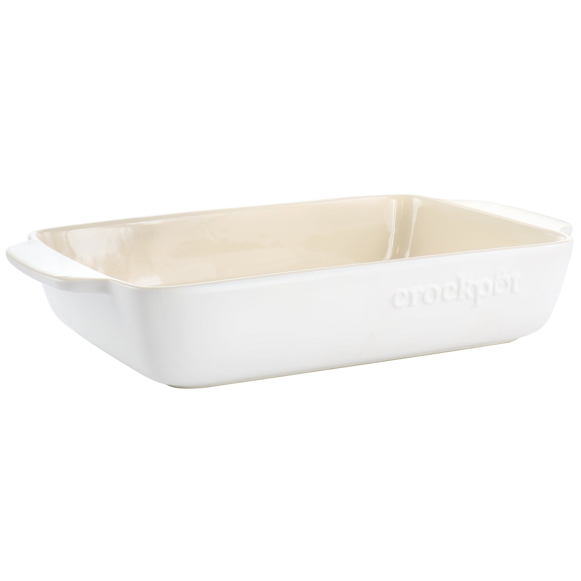 Crockpot Artisan 4 Quart Rectangular Stoneware Bake Pan in Cream W2B