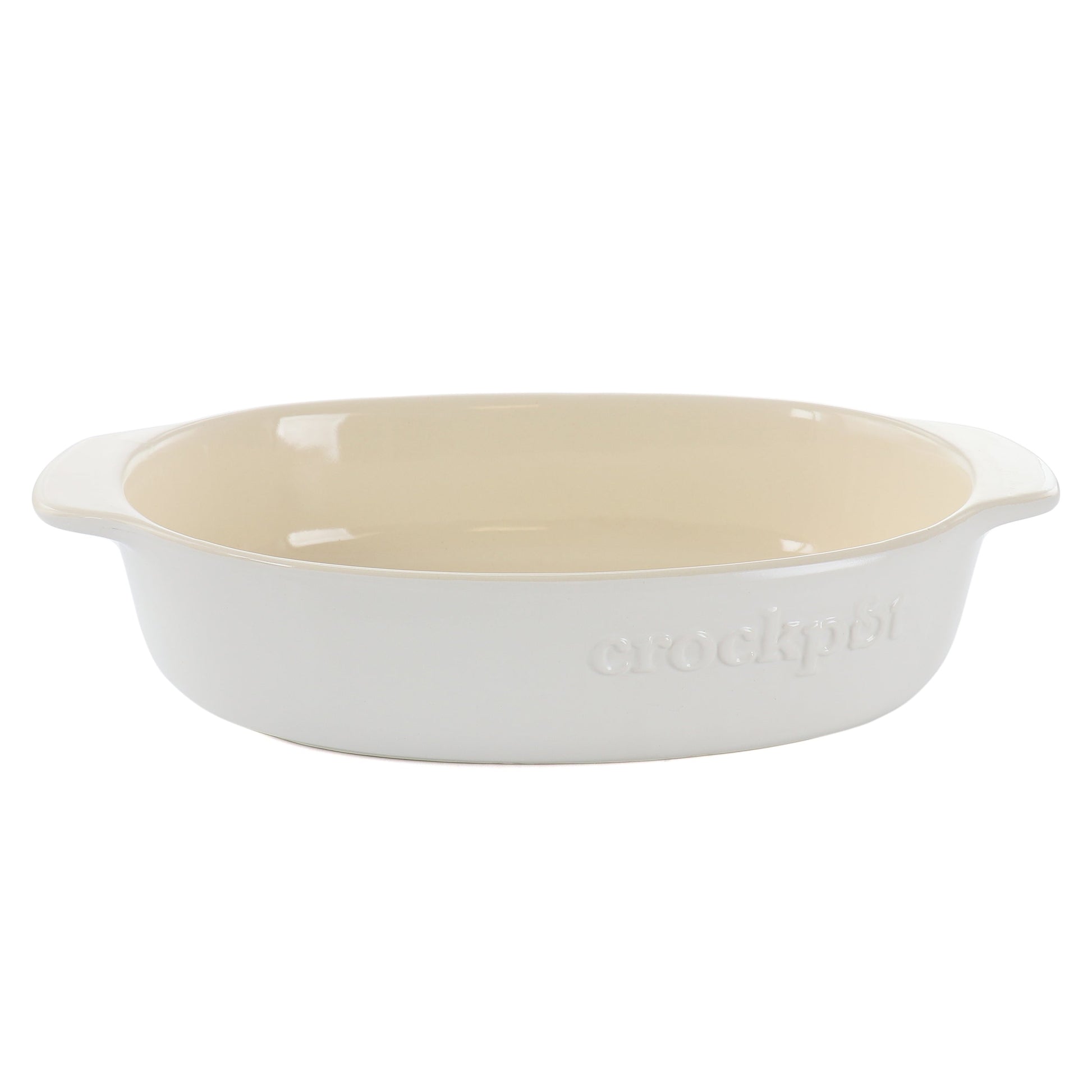 Crock Pot Artisan 2.5 Quart Oval Stoneware Casserole in White W2B