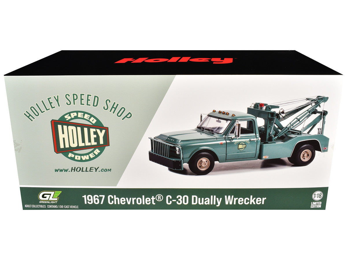1967 Chevrolet C-30 Dually Wrecker Tow Truck "Holley Speed Shop" Green 1/18 Diecast Model Car by Greenlight Greenlight