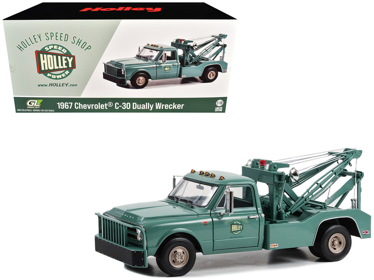 1967 Chevrolet C-30 Dually Wrecker Tow Truck "Holley Speed Shop" Green 1/18 Diecast Model Car by Greenlight Greenlight
