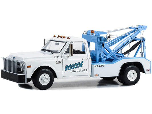 1969 Chevrolet C-30 Dually Wrecker Tow Truck "Roscoe Tow Service" White "Starsky and Hutch" (1975-1979) TV Series 1/18 Diecast Model Car by Greenlight Greenlight