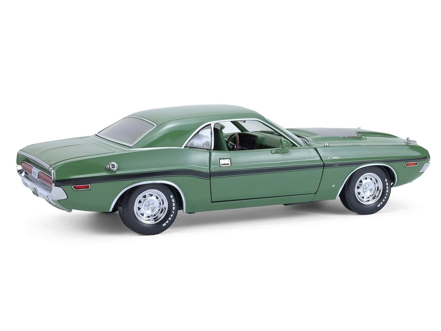 1970 Dodge Challenger R/T Hemi F8 Green with Black Stripes and Green Interior "Mr. Norm's Challenger" 1/18 Diecast Model Car by Greenlight