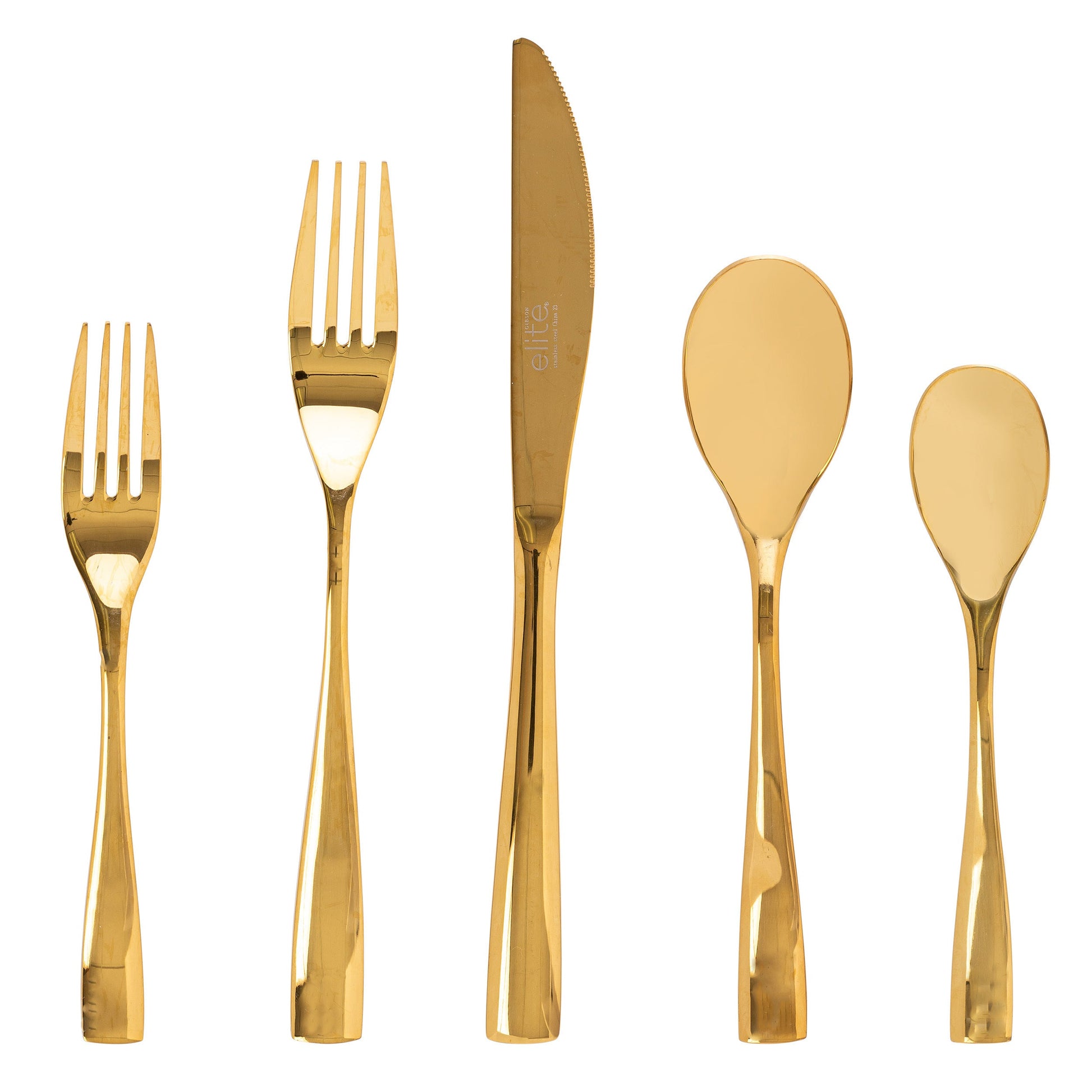 Gibson Elite Holland Road 20 Piece Gold Stainless Steel Flatware Set W2B
