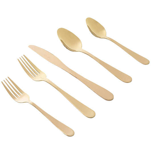 Gibson Home Stravidia 20 Piece Flatware set in Gold Stainless Steel W2B
