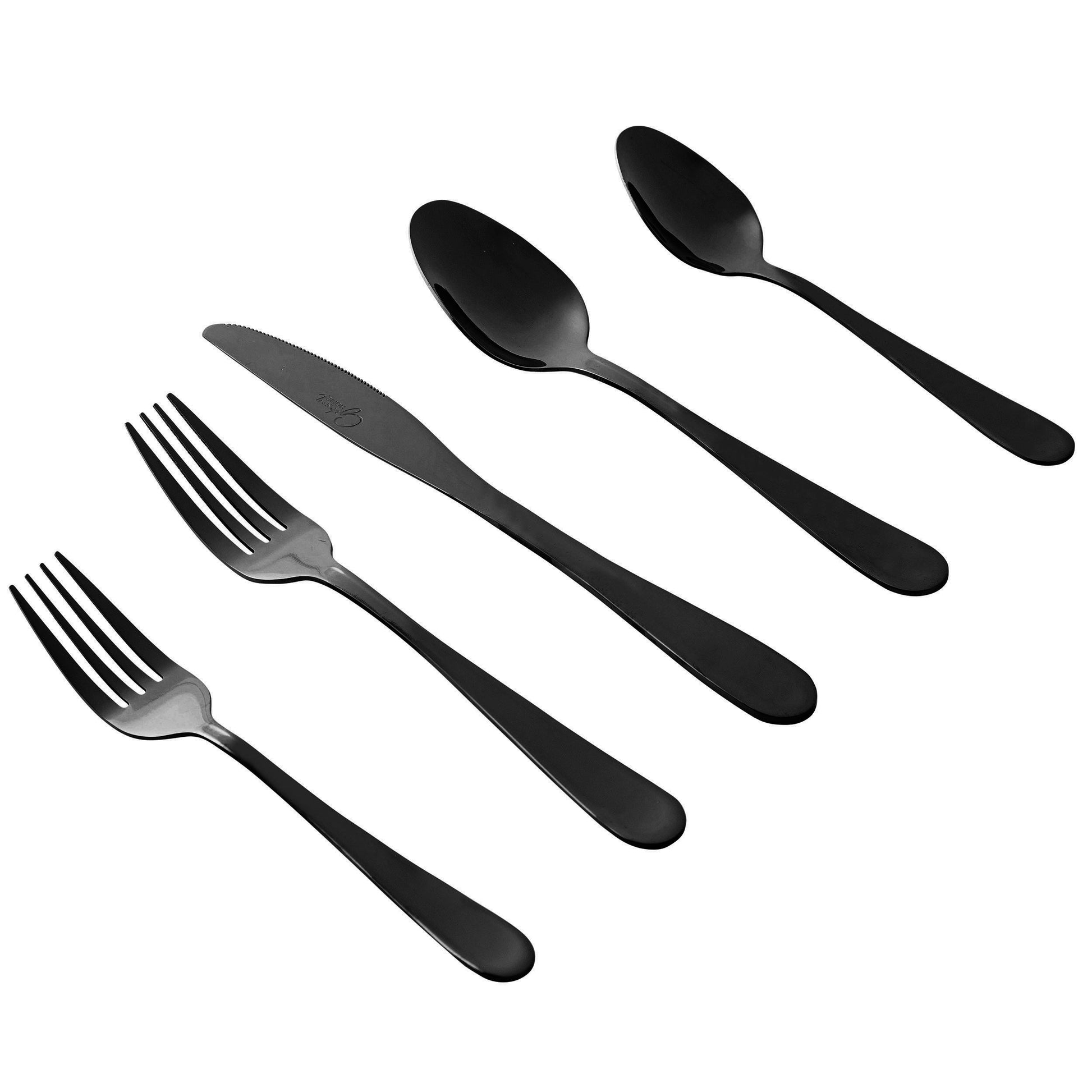 Gibson Home Stravidia 20 Piece Flatware set in Black Stainless Steel W2B