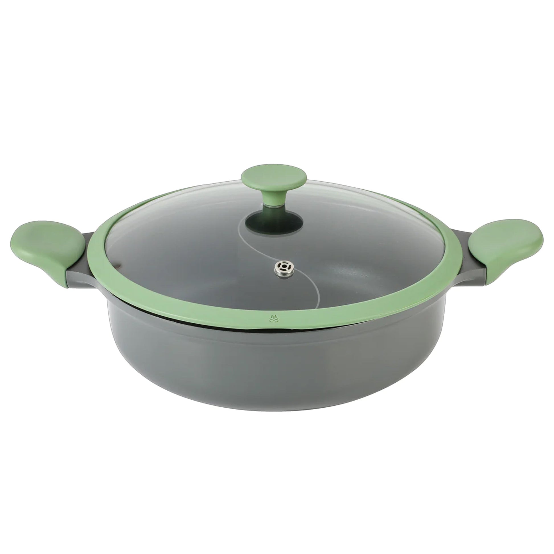 Kenmore Theodore 6.5 Quart Nonstick Cast Aluminum Divided Hot Pot Pan with Lid W2B