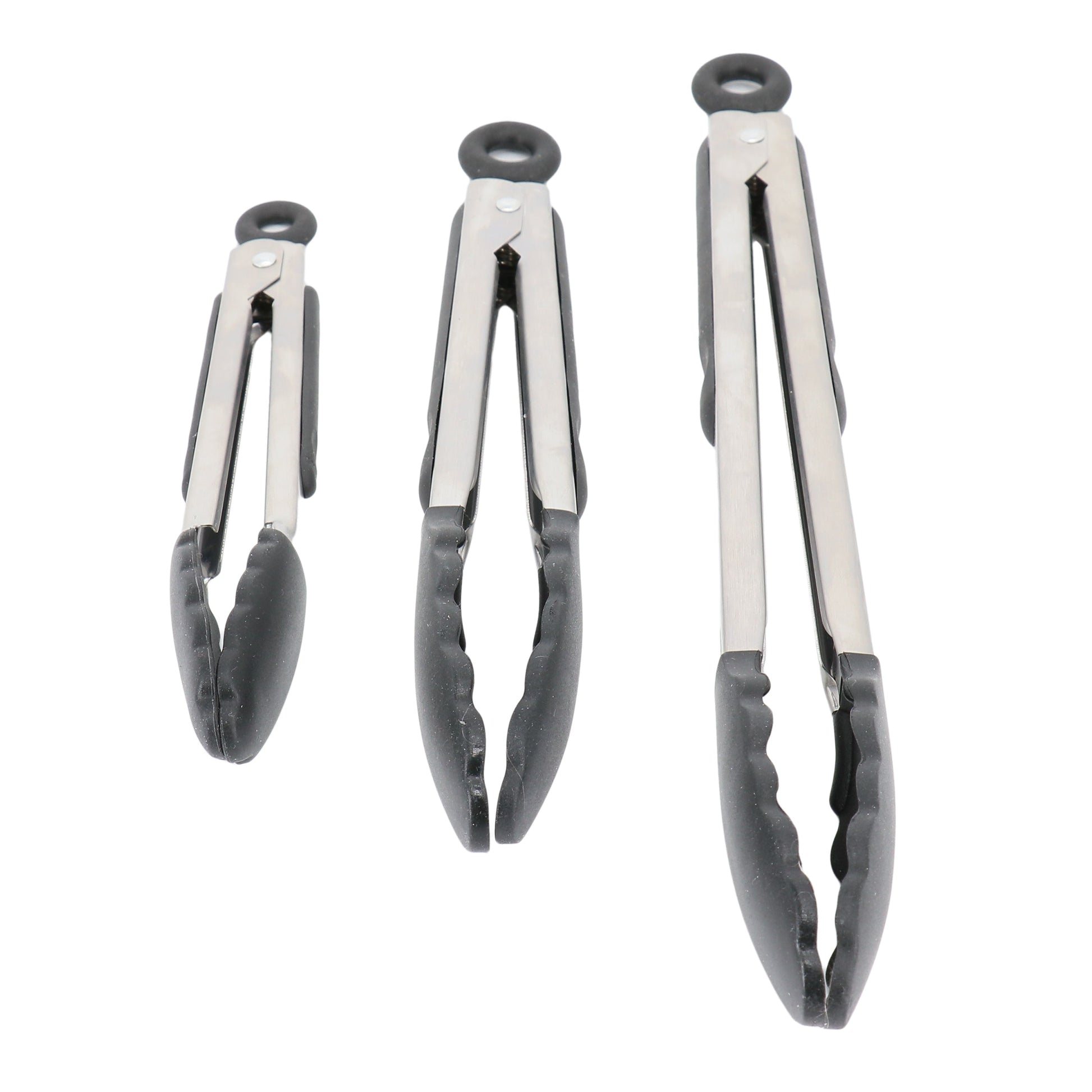 Oster Baldwyn 3 Piece Stainless Steel Kitchen Tongs Set in Black W2B