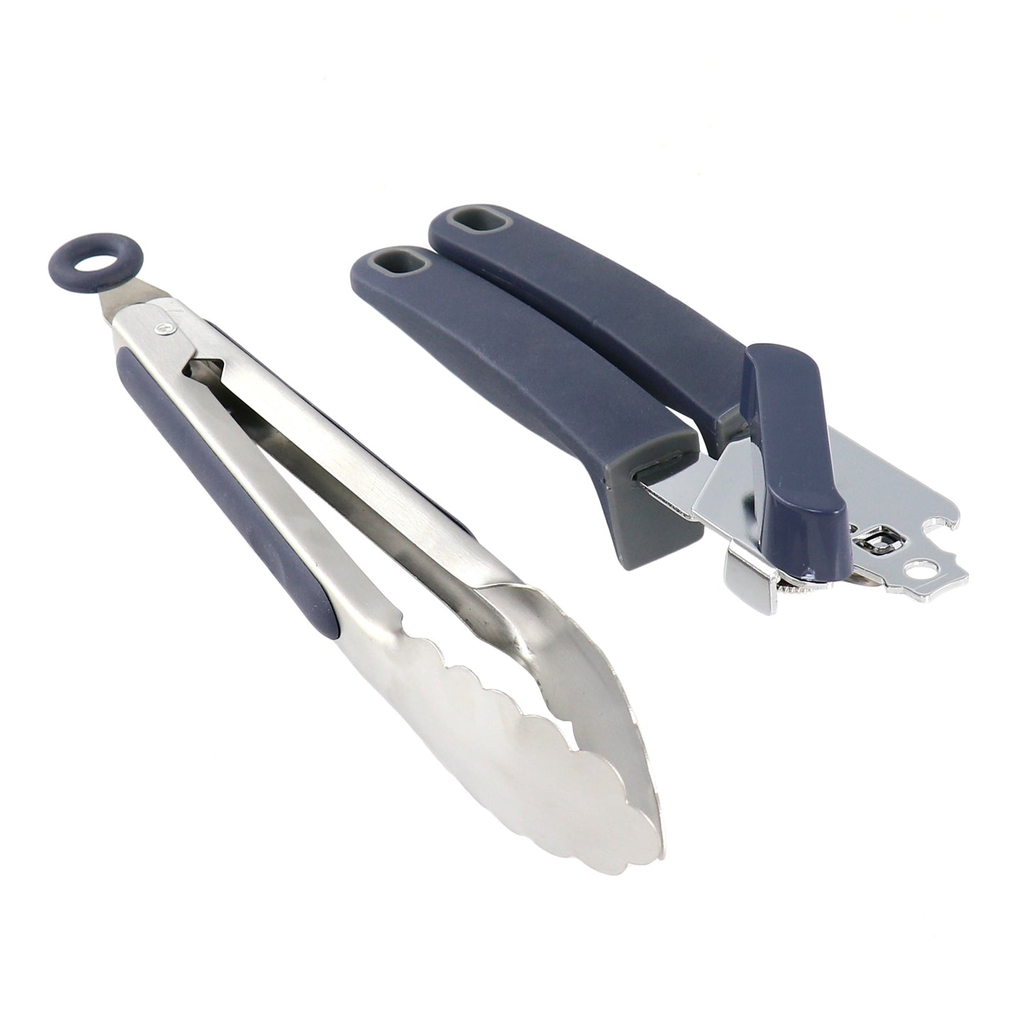 Oster Bluemarine 2 Piece Stainless Steel Can Opener and Tongs Set in Navy Blue W2B