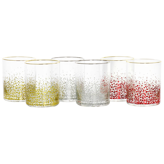 Laurie Gates California Designs Audrey Hill 6 Piece 13.5oz Double Old Fashion Glass Set in Assorted Colors W2B