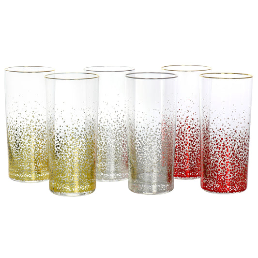 Laurie Gates California Designs Audrey Hill 6 Piece 16oz Glass Tumbler Set in Assorted Colors W2B