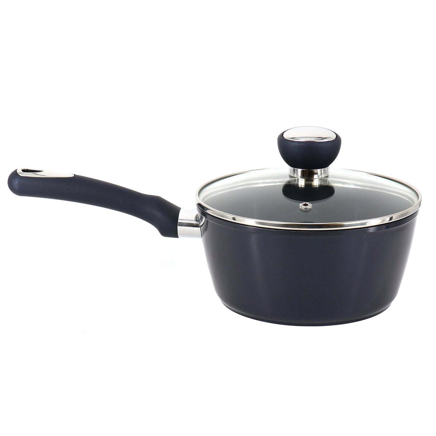 Oster Hawke 1.9 Quart Ceramic Nonstick Aluminum Saucepan with Lid in Dark Blue W2B