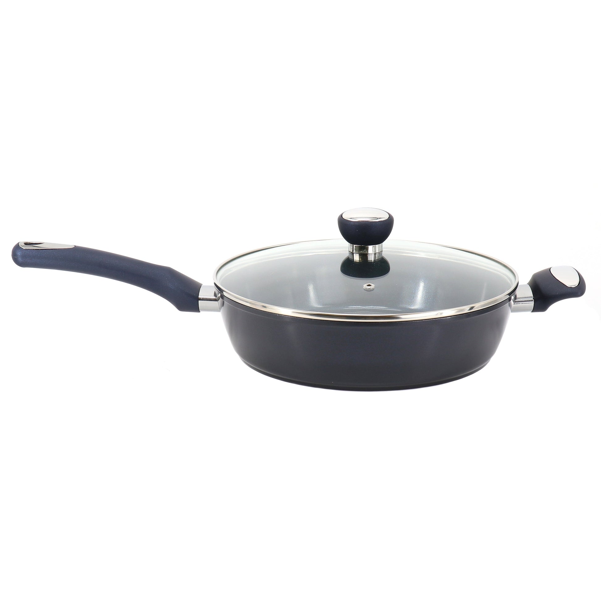 Oster Hawke 3.9 Quart Ceramic Nonstick Aluminum Saute Pan with Lid in Dark Blue W2B