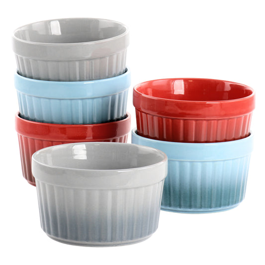 Crockpot Thornburg 6 Piece 12 Ounce Round Stoneware Ramekin Set in Assorted Colors W2B
