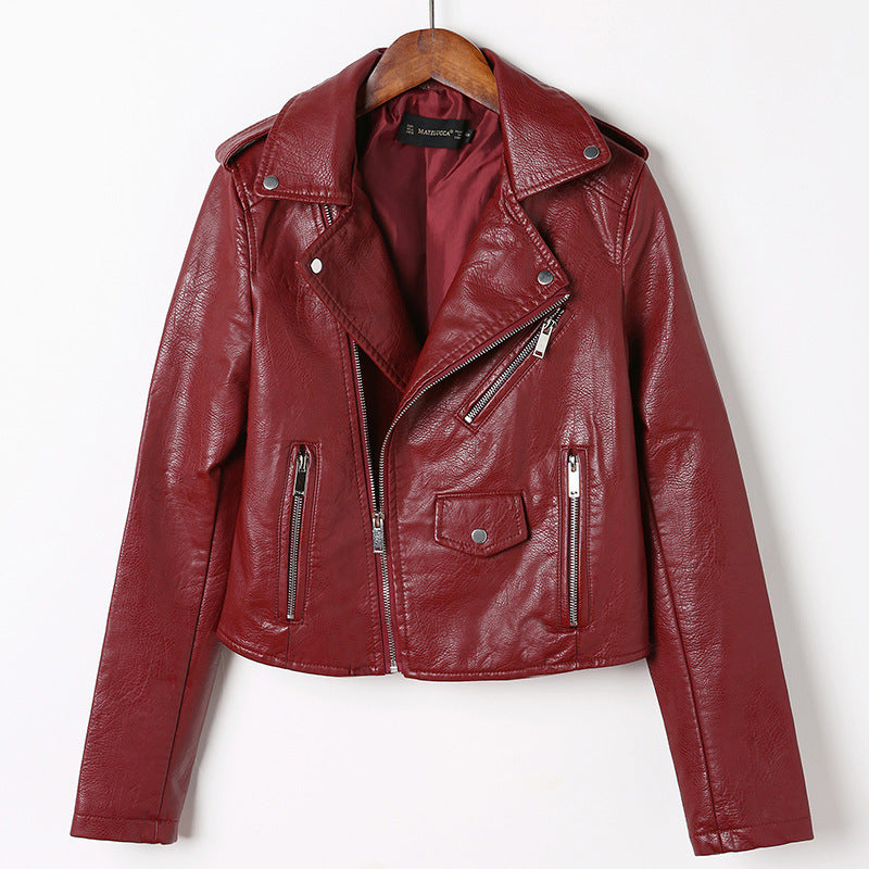 Women's Extra-Long Slim-Fit Cowhide Leather Jacket - Washed Motorcycle Coat with Bow Detail & Hood (100cm+ Length) LadyShow.Store