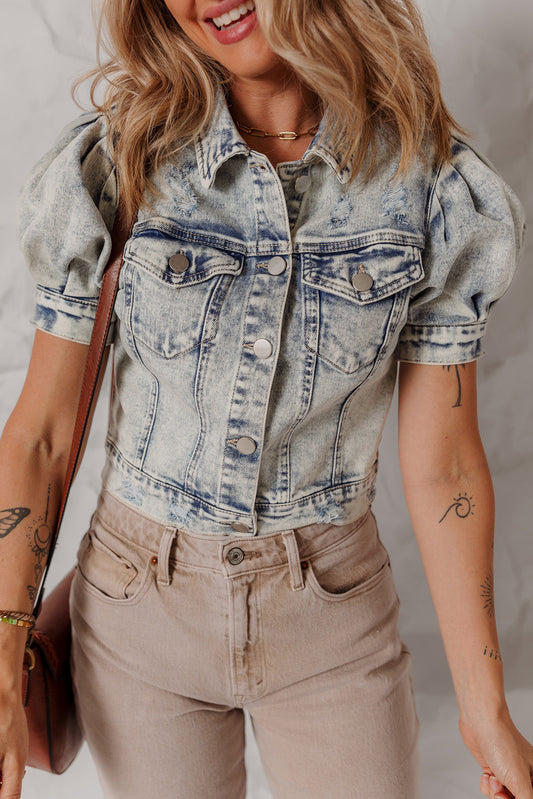 Eleanor Chest Puff Sleeve Jacket Threaded Pear