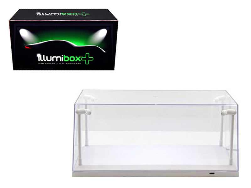 Collectible Display Show Case with LED Lights for 1/18 1/24 Models with White Base by Illumibox Illumibox