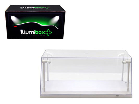 Collectible Display Show Case with LED Lights for 1/18 1/24 Models with White Base by Illumibox Illumibox