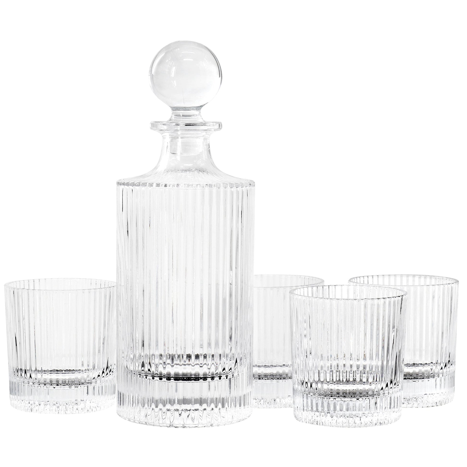 Gibson Home Acropolis 5 Piece Decanter and Double Old Fashioned Glasses Set W2B