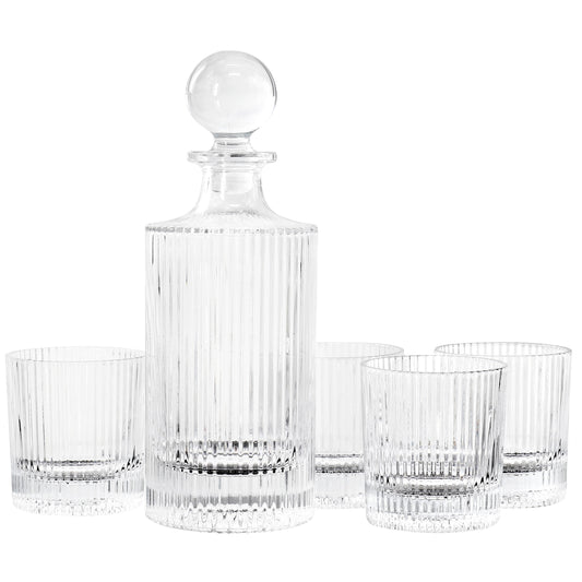 Gibson Home Acropolis 5 Piece Decanter and Double Old Fashioned Glasses Set W2B