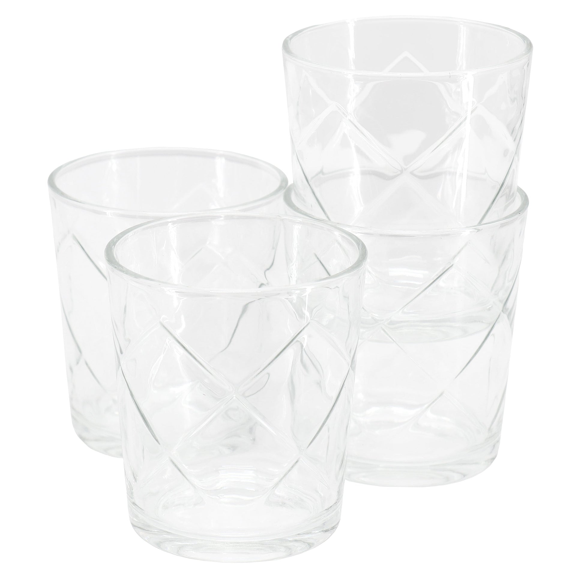 Gibson Home Lattice 4 Piece 13.5 Ounce Double Old-Fashioned Glass Set W2B