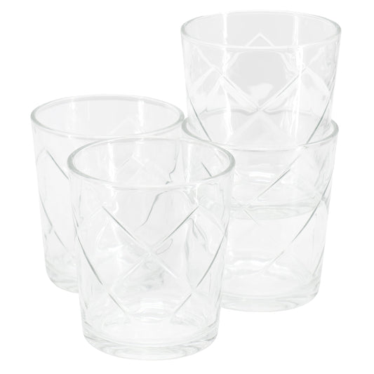 Gibson Home Lattice 4 Piece 13.5 Ounce Double Old-Fashioned Glass Set W2B
