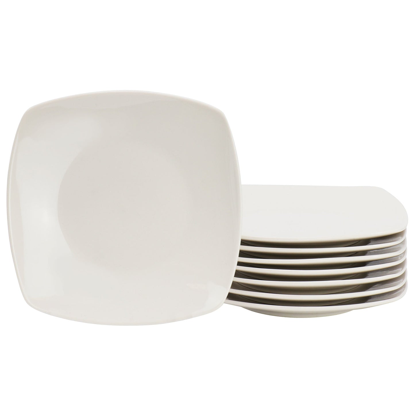 Gibson Home Zen Buffetware 8 Piece 7in Stoneware Dessert Plate Set in White W2B