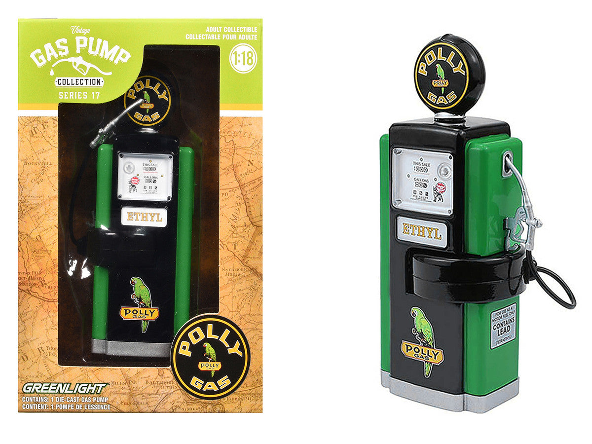 1948 Wayne 100-A Gas Pump "Polly Gas" Black and Green "Vintage Gas Pumps" Series 17 1/18 Diecast Replica by Greenlight Greenlight