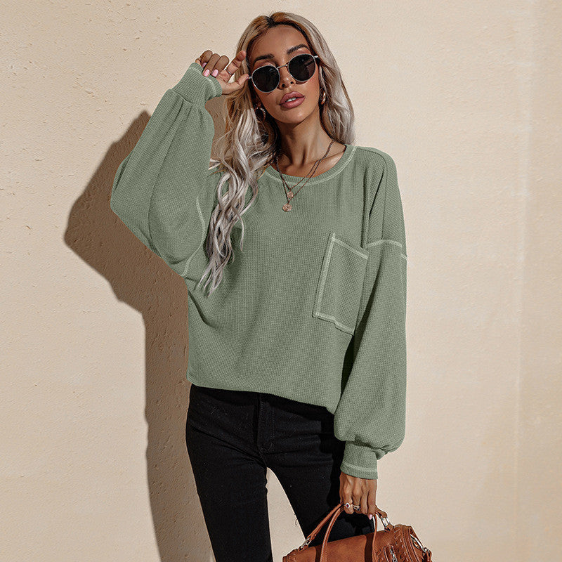 Women's Long-sleeved T-shirt Loose Long-sleeved Sweater LadyShow.Store