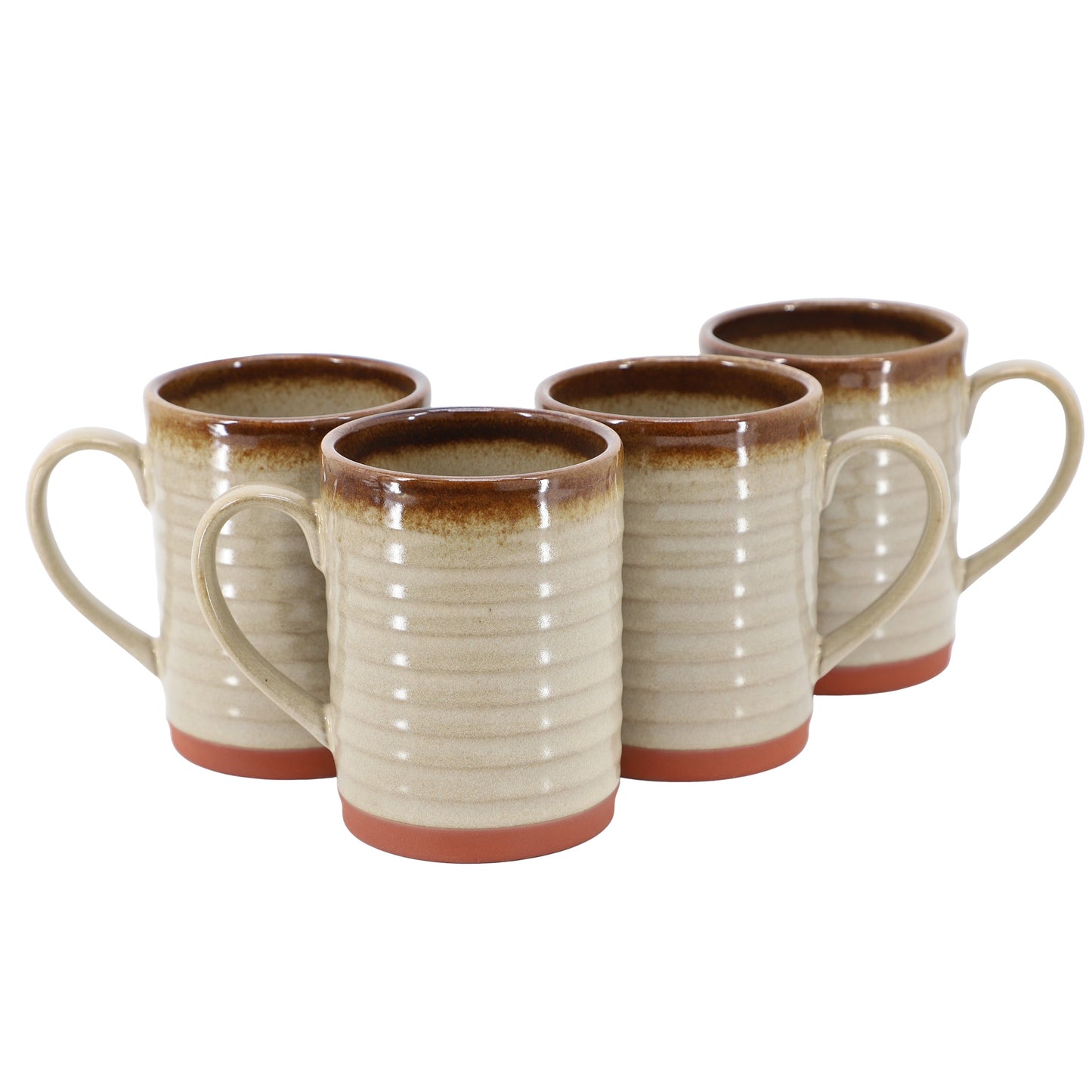 Gibson Home Terra Bella 4 Piece 18.5 Ounce Terracotta Mug Set in Smoke W2B