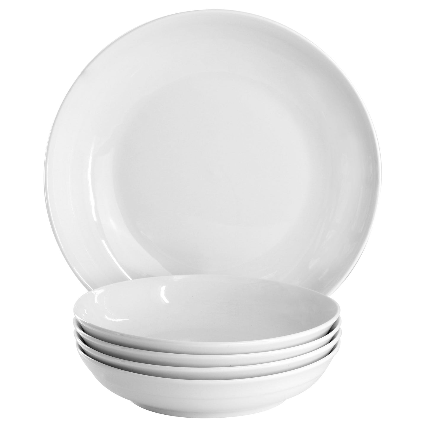 Gibson Home Great Essentials 5 Piece Fine Ceramic Serving Bowl and Pasta Bowl Set in White W2B