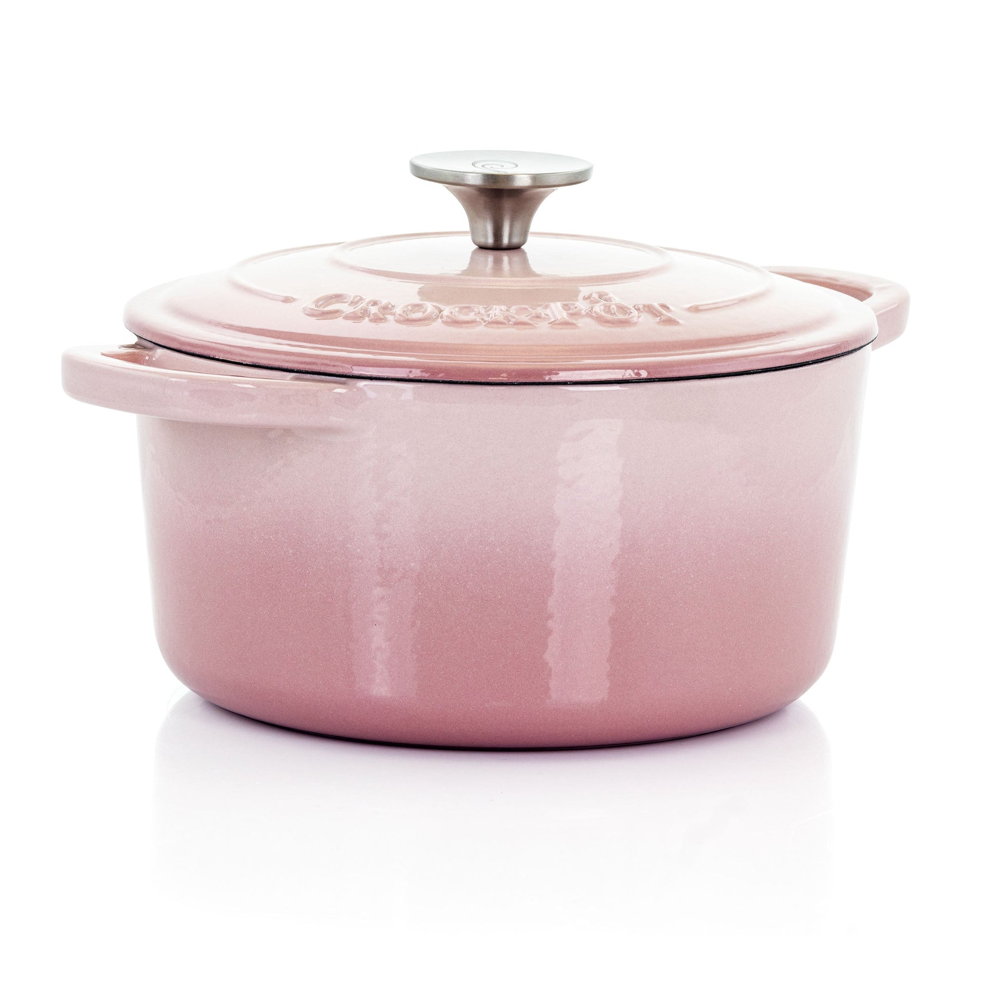 Crock-Pot Artisan 2 Piece 3 Quarts Enamled Cast Iron Dutch Oven in Blush Pink W2B
