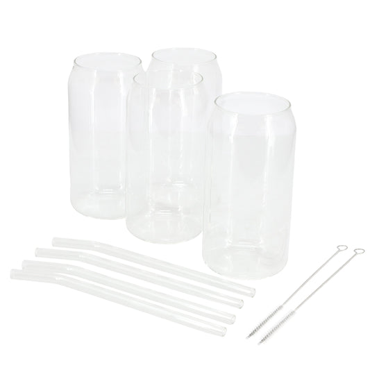 Gibson Home Zadie 10 Piece Glass Tumbler and Straw Set in Clear W2B