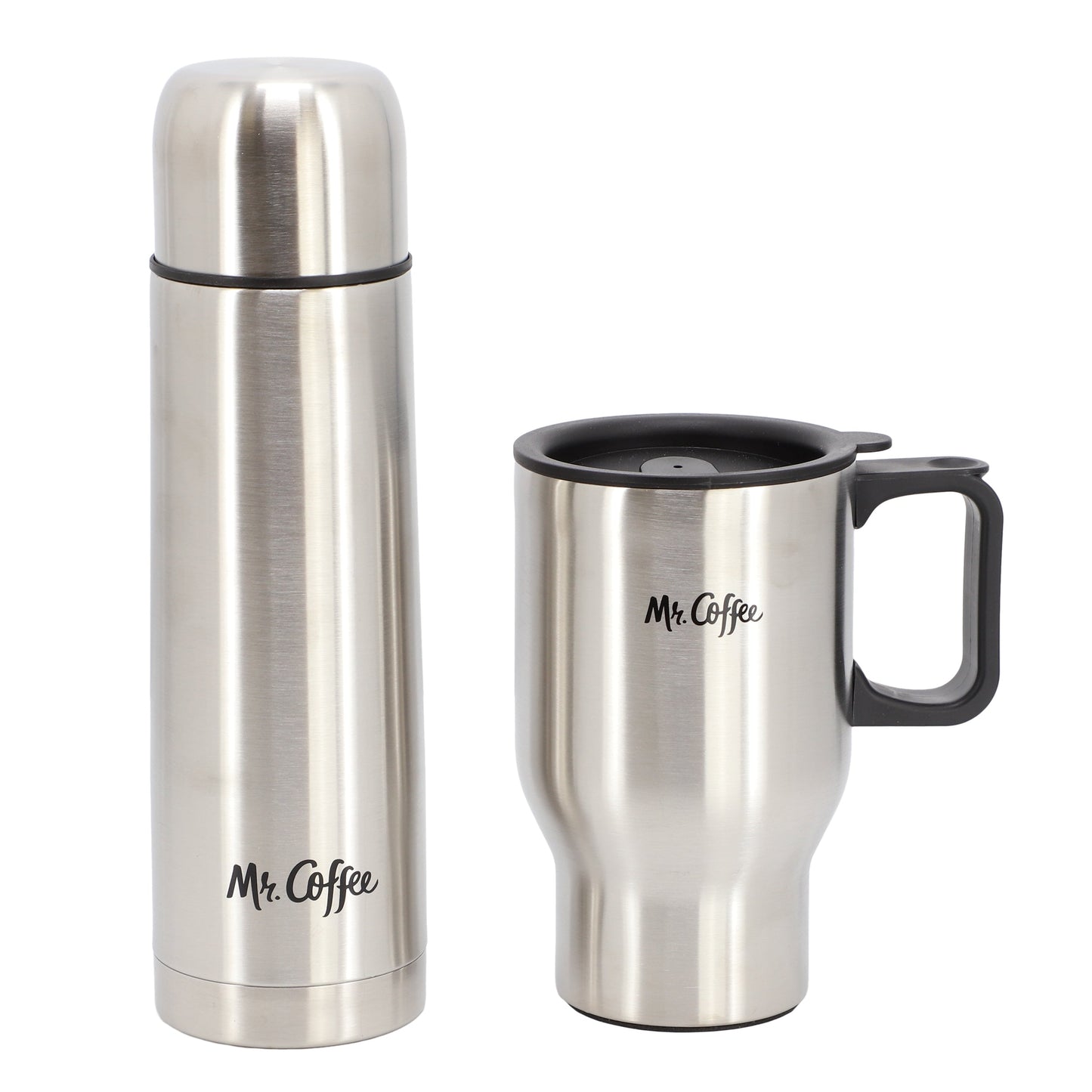 Mr. Coffee Javelin 2 Piece Thermal Bottle and Travel Mug Set in Silver W2B