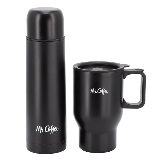 Mr. Coffee Javelin 2 Piece Thermal Bottle and Travel Mug Set in Black W2B