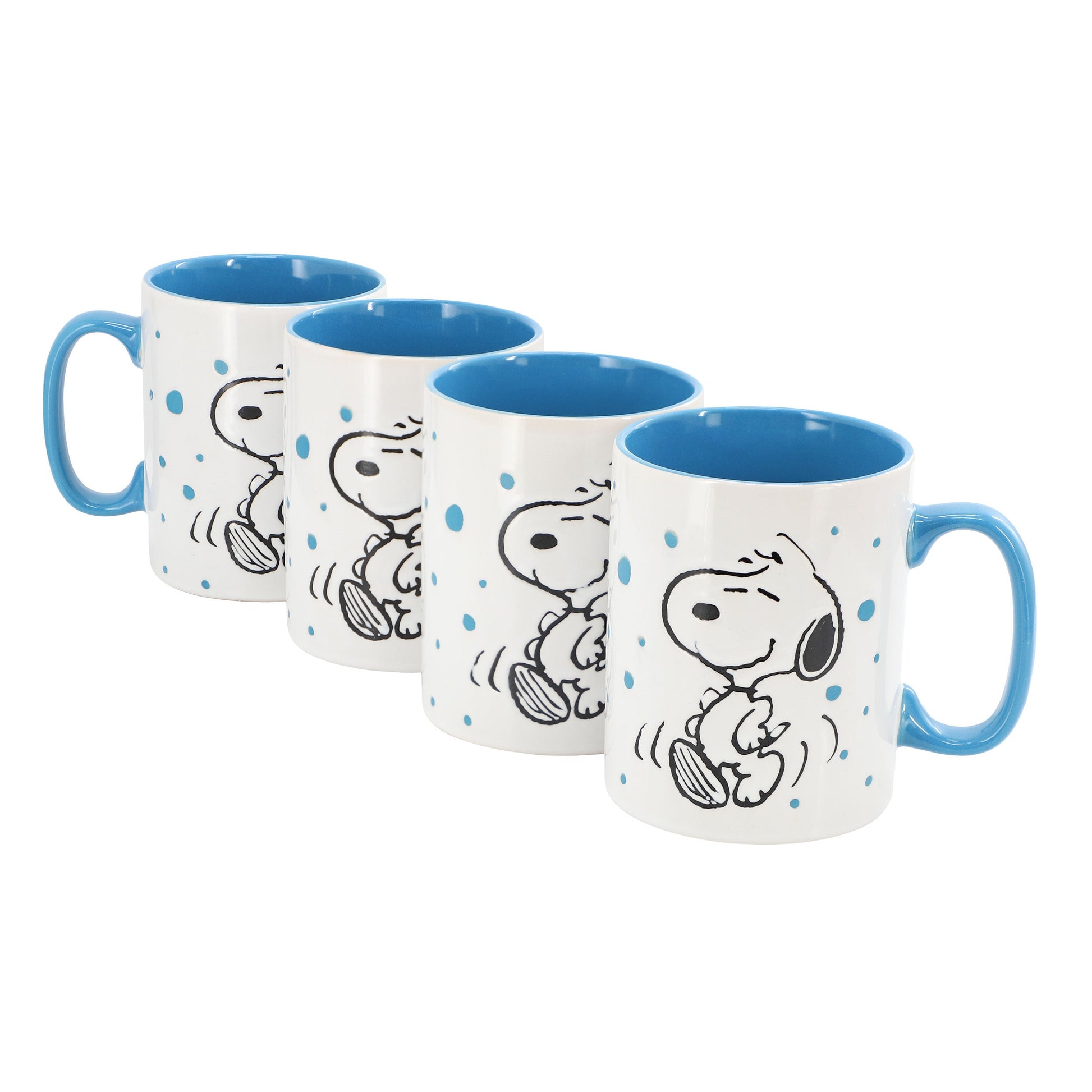 Peanuts Freckled Joy Snoopy 17 Ounce Stoneware Mug Set in Blue W2B