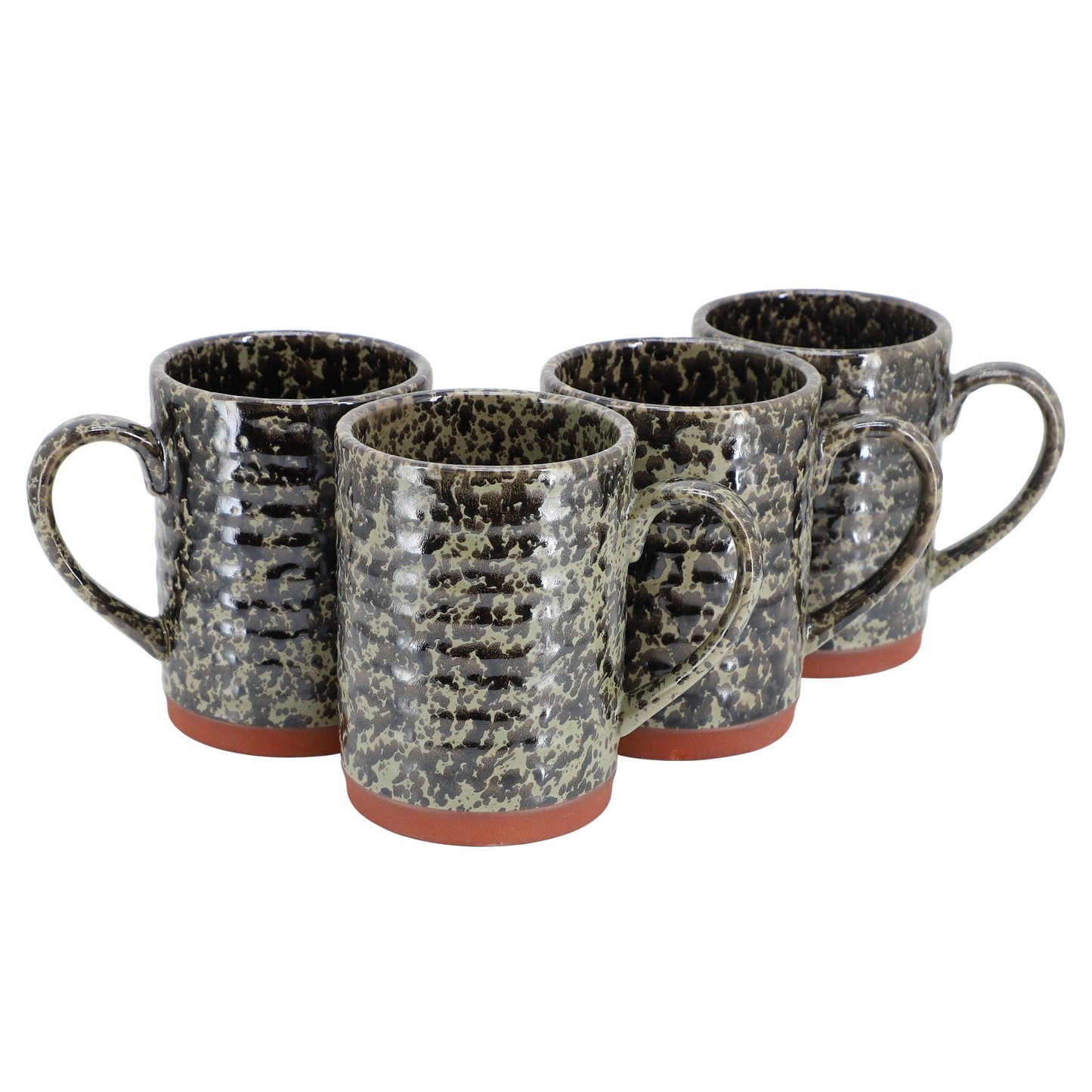 Gibson Home Terra Bella 4 Piece 18.5 Ounce Terracota Mug Set in Peacock Green W2B