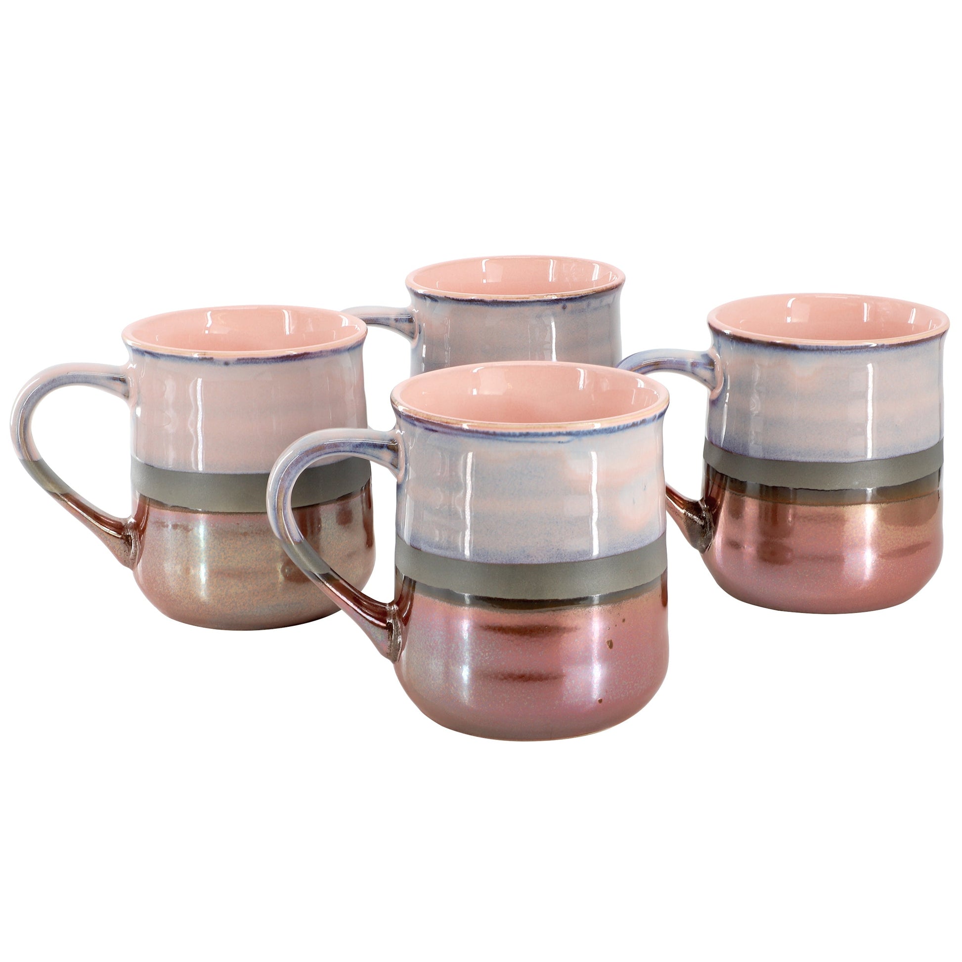 Gibson Home Copper Tonal 4 Piece 18 Ounce Stoneware Cup Set in Mauve W2B