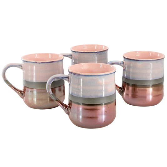 Gibson Home Copper Tonal 4 Piece 18 Ounce Stoneware Cup Set in Mauve W2B