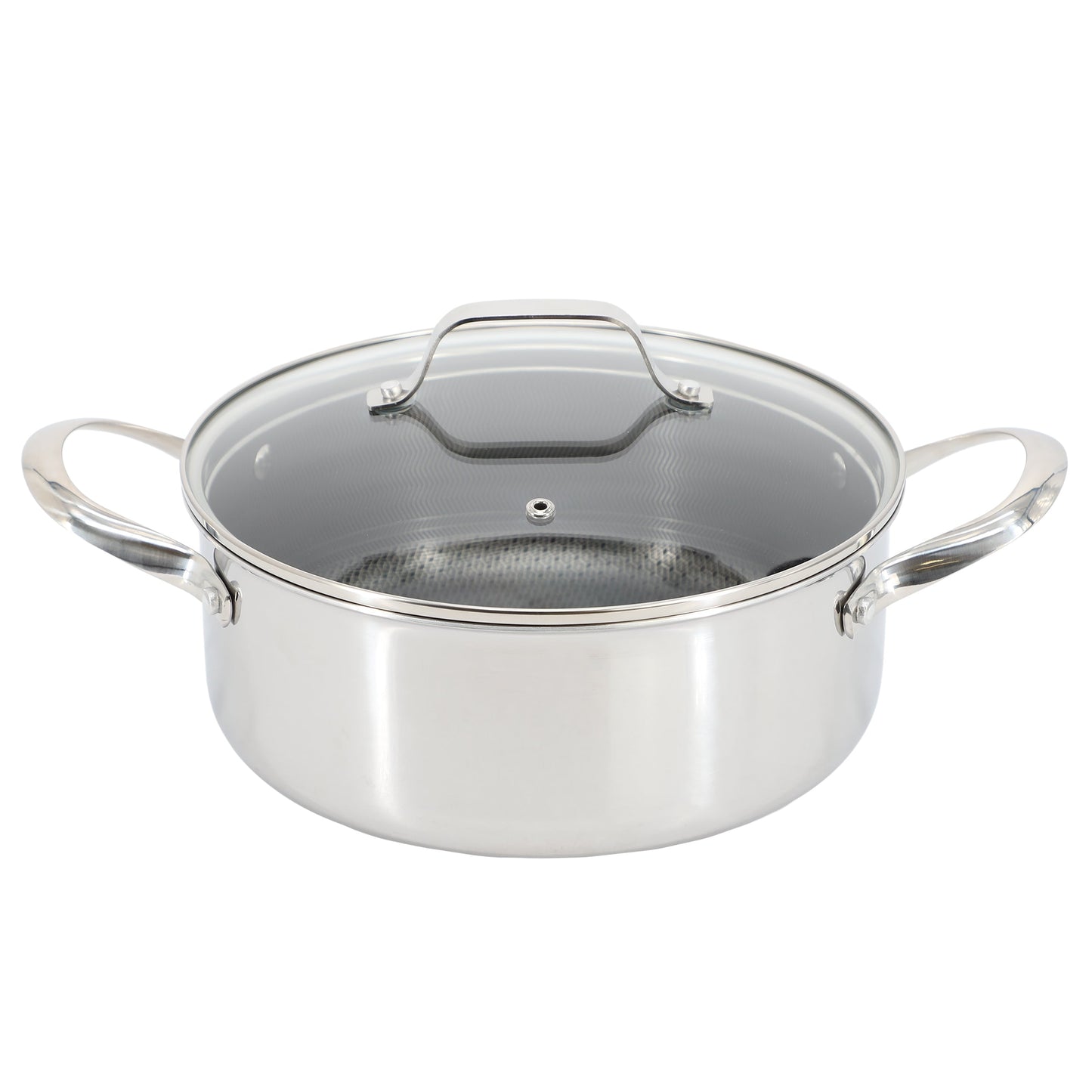 Oster Modessa 4.5 Quart Nonstick Triply Stainless Steel Dutch Oven with Honeycomb Design in Silver W2B