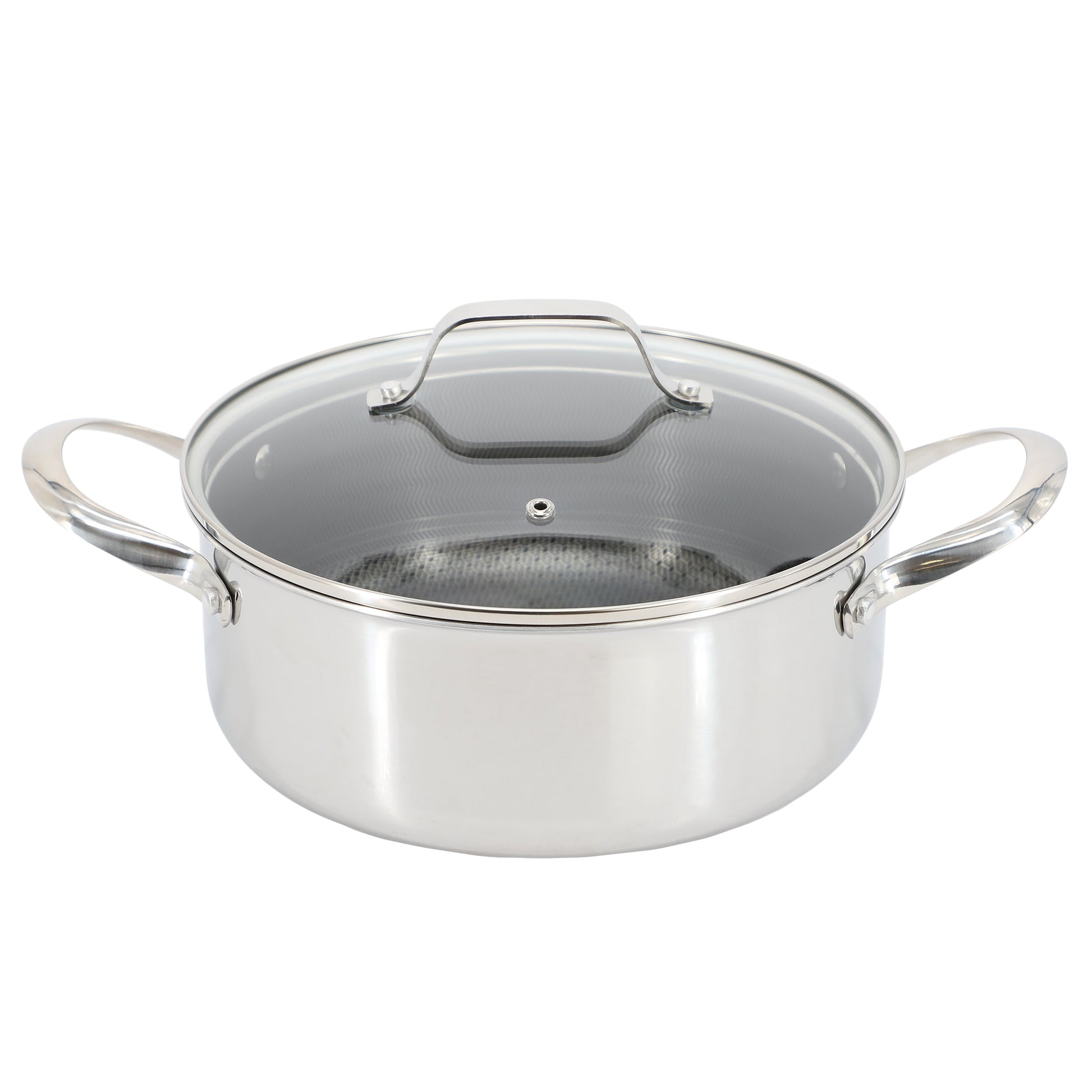Oster Modessa 4.5 Quart Nonstick Triply Stainless Steel Dutch Oven with Honeycomb Design in Silver W2B