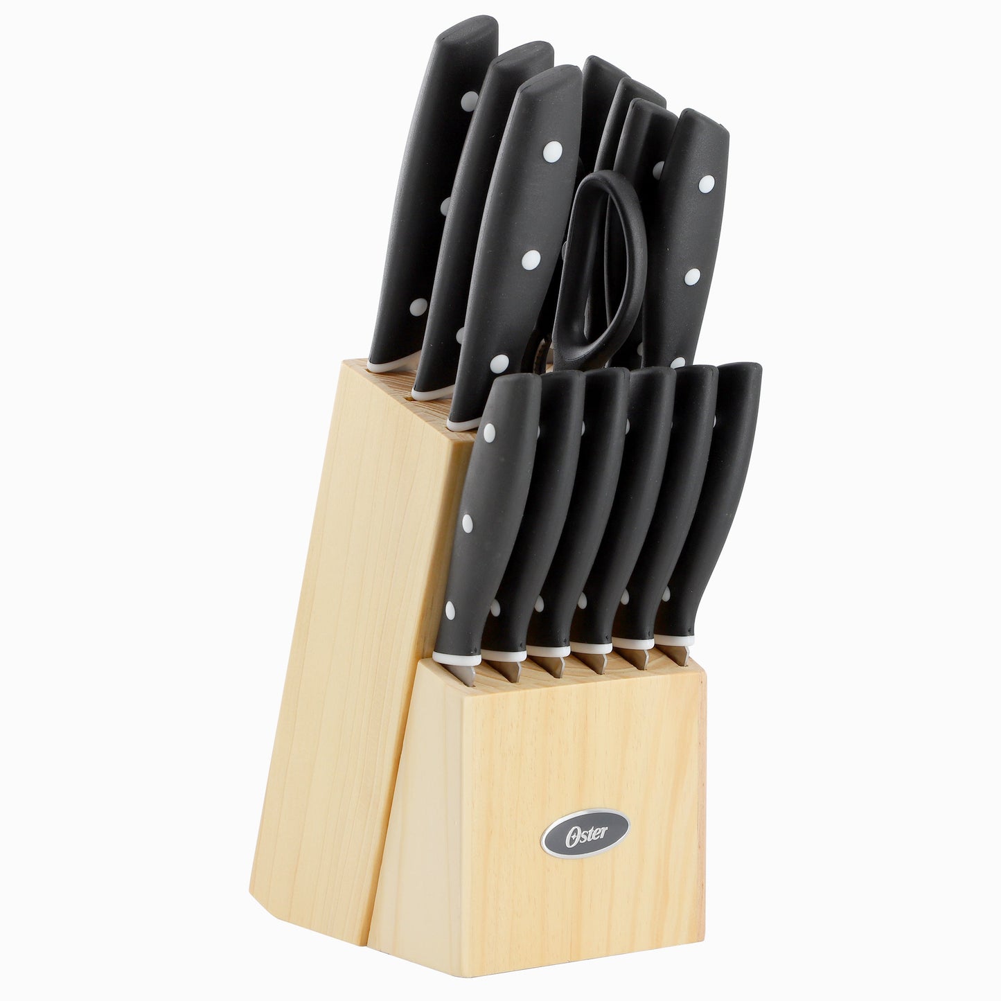 Oster Collister 15 Piece Stainless Steel Cutlery Set in Black with Soft Grip Handles W2B