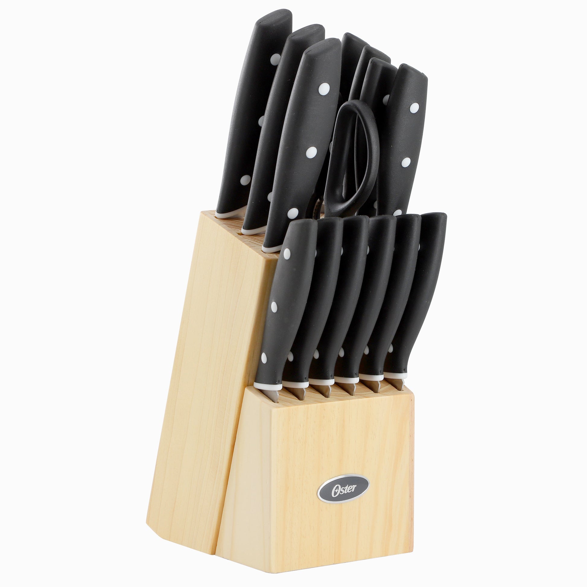 Oster Collister 15 Piece Stainless Steel Cutlery Set in Black with Soft Grip Handles W2B