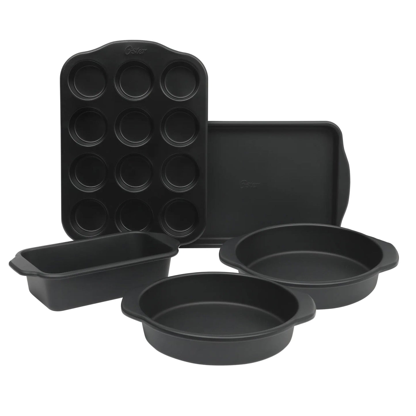 Oster Teston Platinum Collection 5 Piece Nonstick Carbon Steel Bakeware Set in Matte Black W2B