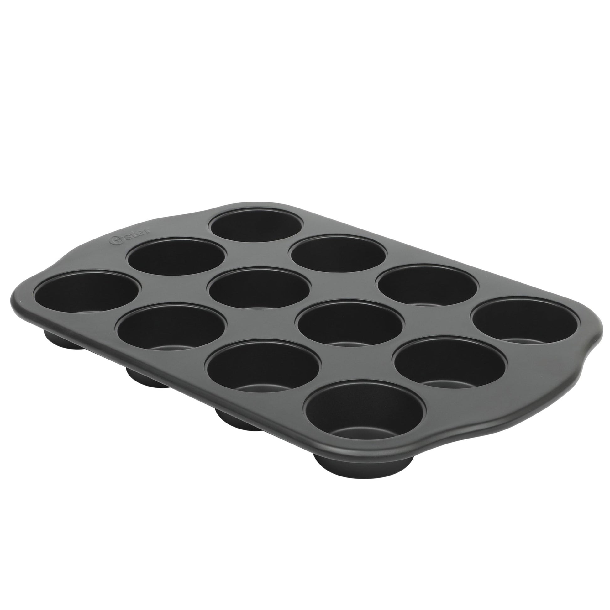 Oster Teston Platinum Collection 12-Cup Nonstick Carbon Steel Muffin Pan in Matte Black W2B