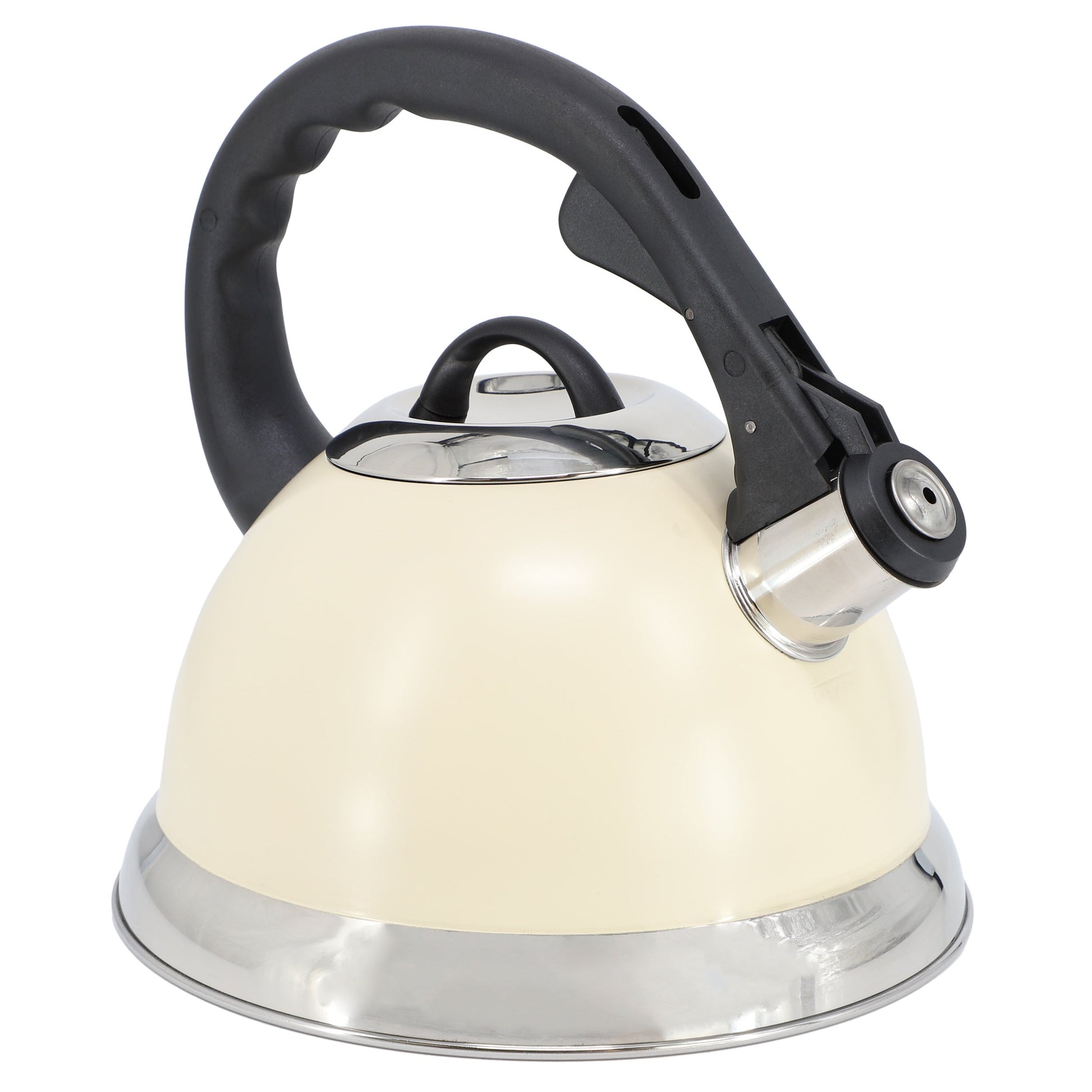Mr. Coffee Clarefield 2.4 Quart Stainless Steel Whistling Tea Kettle in White W2B