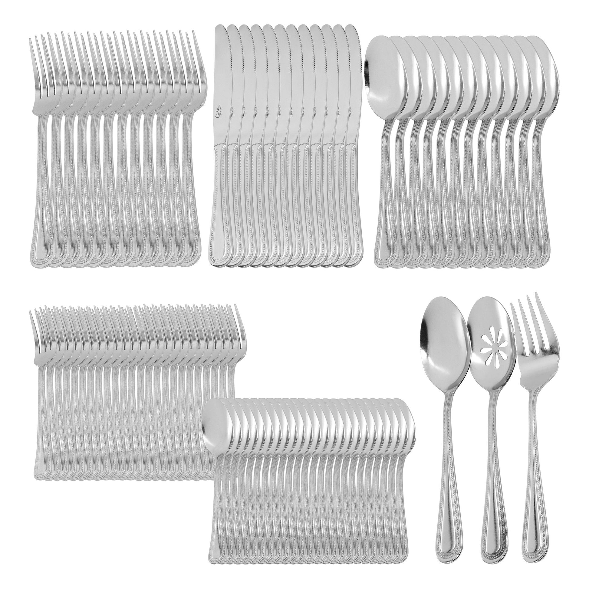 Gibson Home 87 Piece Stainless Steel Flatware and Serving Utensil Set in Silver W2B